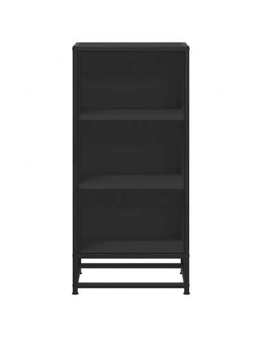 Credenza Rovere Nera 35,5x35x76 cm in Truciolato e Metallo