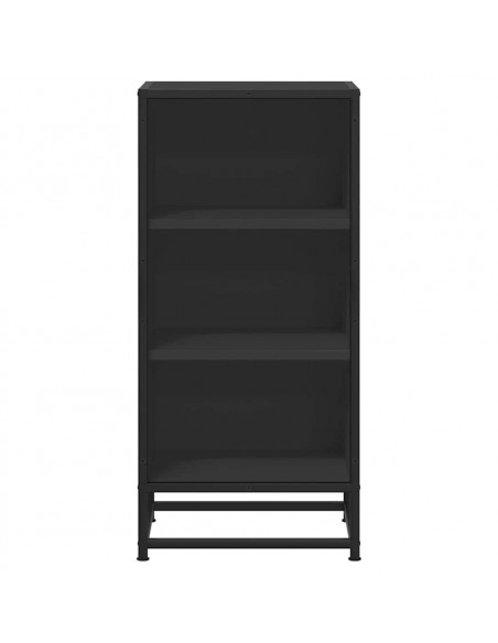 Credenza Rovere Nera 35,5x35x76 cm in Truciolato e Metallo