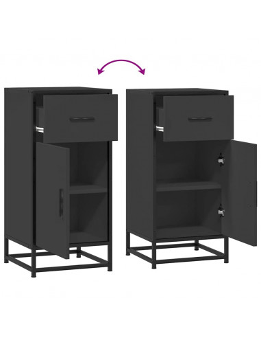 Credenza Rovere Nera 35,5x35x76 cm in Truciolato e Metallo