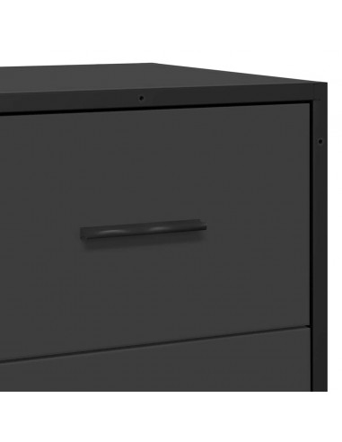Credenza Rovere Nera 35,5x35x76 cm in Truciolato e Metallo