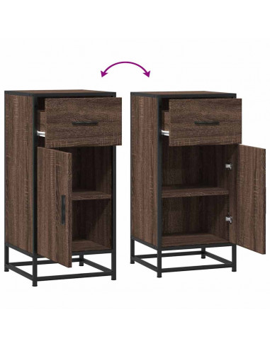 Credenza Rovere Marrone 35,5x35x76 cm in Truciolato e Metallo