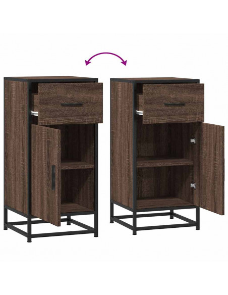 Credenza Rovere Marrone 35,5x35x76 cm in Truciolato e Metallo