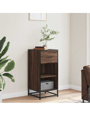 Credenza Rovere Marrone 35,5x35x76 cm in Truciolato e Metallo