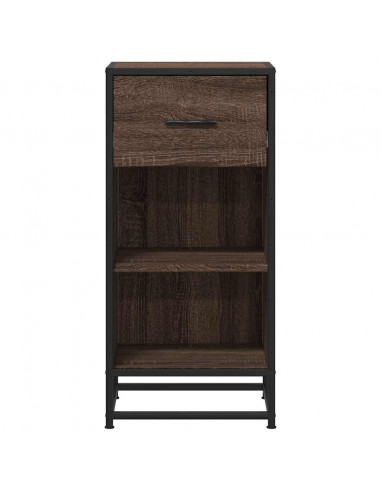 Credenza Rovere Marrone 35,5x35x76 cm in Truciolato e Metallo