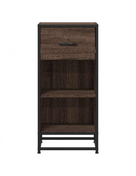 Credenza Rovere Marrone 35,5x35x76 cm in Truciolato e Metallo