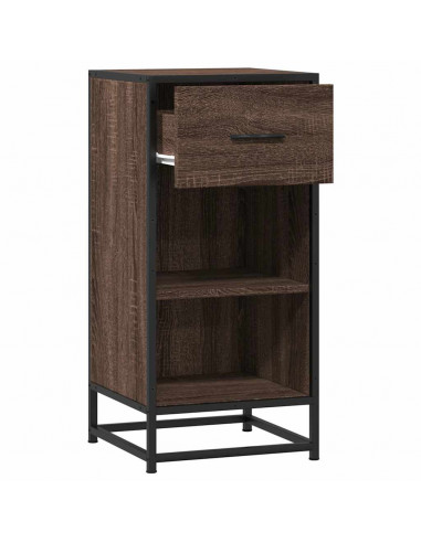 Credenza Rovere Marrone 35,5x35x76 cm in Truciolato e Metallo