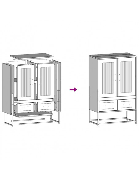 Credenza Rosa 68x39x111,5 cm Acciaio