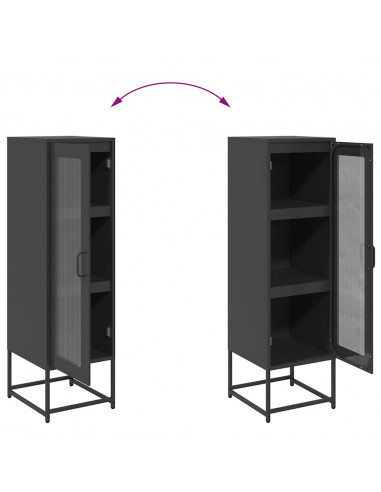Credenza Nera 36x39x123 cm Acciaio Laminato a Freddo