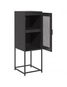 Credenza Nera 36x39x107 cm in Acciaio Laminato a Freddo