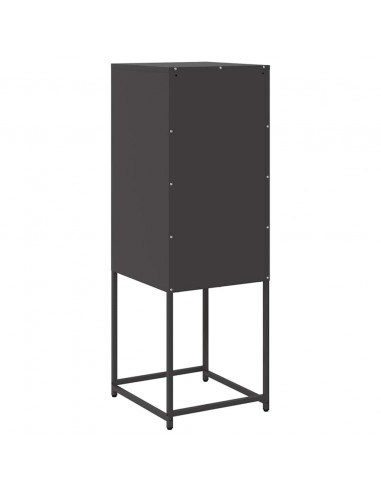 Credenza Nera 36x39x107 cm in Acciaio Laminato a Freddo