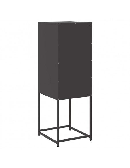 Credenza Nera 36x39x107 cm in Acciaio Laminato a Freddo