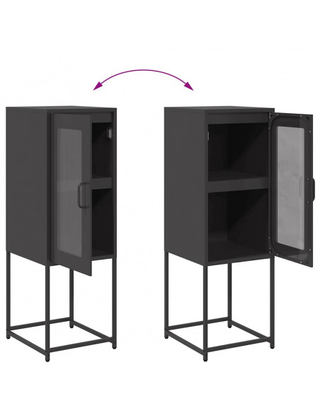 Credenza Nera 36x39x107 cm in Acciaio Laminato a Freddo