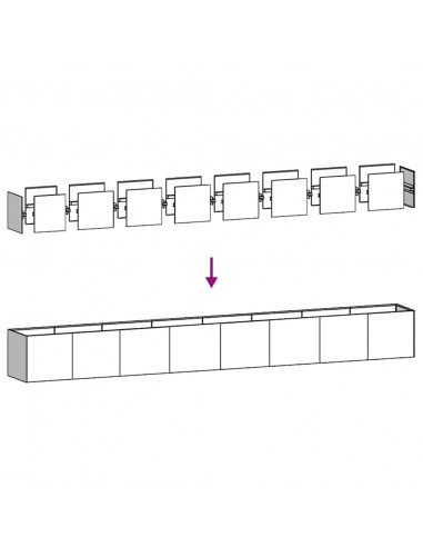 Fioriera 360x40x40 cm in Acciaio Zincato