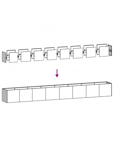 Fioriera 360x40x40 cm in Acciaio Inox