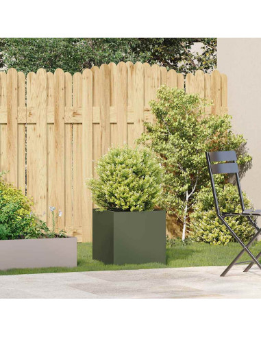 Fioriera Verde Oliva 40x40x40 cm in Acciaio Laminato a Freddo