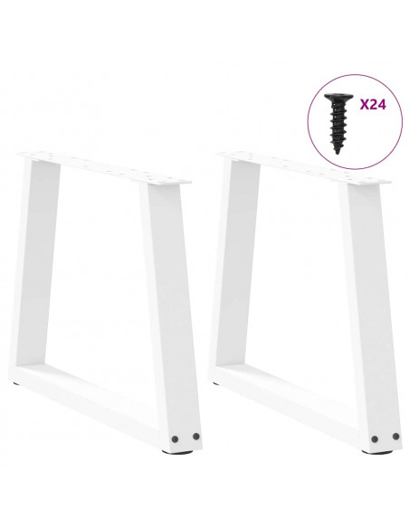 Gambe per Tavolo Pranzo a V 2 pz Bianco 70x(42-43,3)cm Acciaio