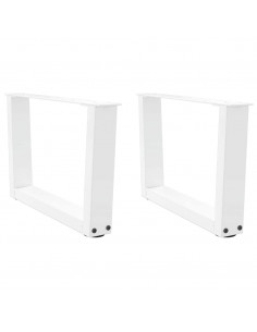 Gambe per Tavolo Pranzo a V 2 pz Bianco 60x(30-31,3)cm Acciaio