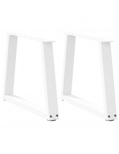 Gambe per Tavolo Pranzo a V 2 pz Bianco 50x(42-43,3)cm Acciaio