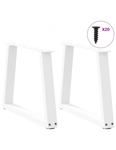 Gambe per Tavolo Pranzo a V 2 pz Bianco 50x(42-43,3)cm Acciaio