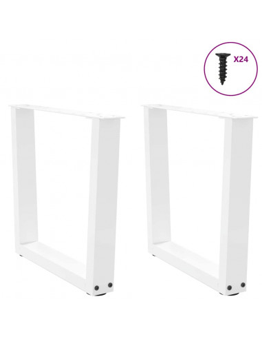 Gambe per Tavolo Pranzo a V 2 pz Bianco 50x(42-43,3)cm Acciaio