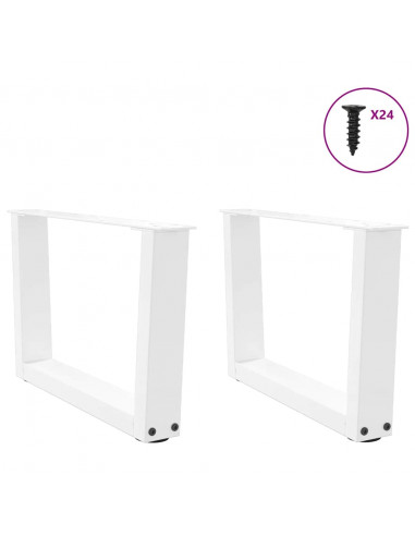 Gambe per Tavolo Pranzo a V 2 pz Bianco 50x(30-31,3)cm Acciaio