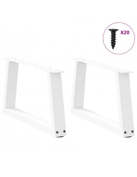 Gambe per Tavolo Pranzo a V 2 pz Bianco 50x(30-31,3)cm Acciaio