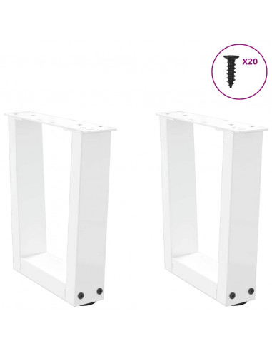 Gambe per Tavolo Pranzo a V 2 pz Bianco 40x(30-31,3)cm Acciaio