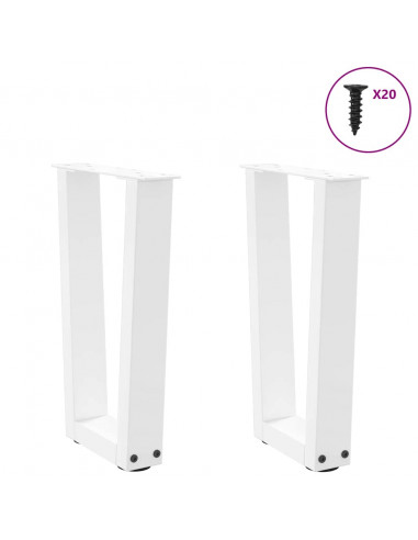 Gambe per Tavolo Pranzo a V 2 pz Bianco 38x(42-43,3)cm Acciaio