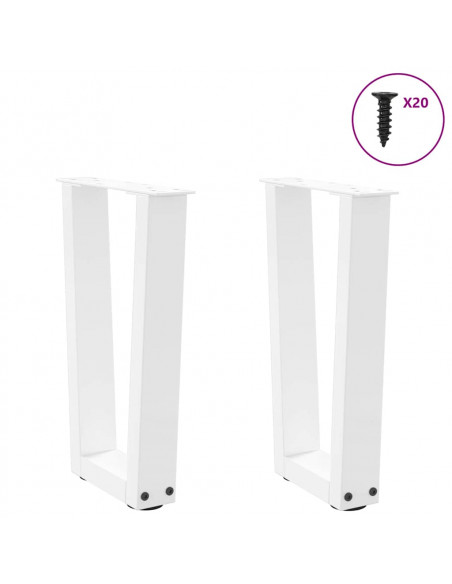 Gambe per Tavolo Pranzo a V 2 pz Bianco 38x(42-43,3)cm Acciaio