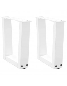 Gambe per Tavolo Pranzo a V 2 pz Bianco 30x(30-31,3)cm Acciaio