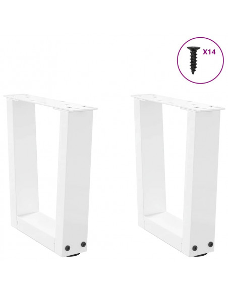 Gambe per Tavolo Pranzo a V 2 pz Bianco 30x(30-31,3)cm Acciaio