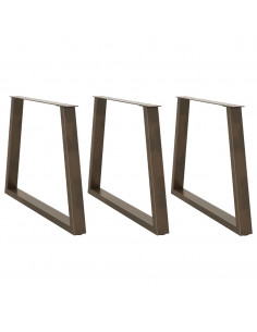 Gambe Tavolo Pranzo a V 3 pz Naturale 100x(72-73,3)cm Acciaio