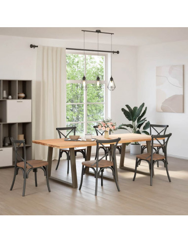 Gambe Tavolo Pranzo a V 3 pz Naturale 100x(72-73,3)cm Acciaio