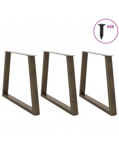 Gambe per tavolo da pranzo a forma di V 3 pz in acciaio naturale 100x(72-73,3) cm 2