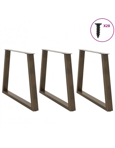 Gambe per tavolo da pranzo a forma di V 3 pz in acciaio naturale 100x(72-73,3) cm