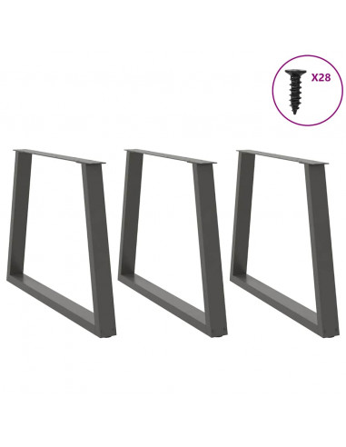 Gambe Tavolo Pranzo a V 3 pz Antracite 90x(72-73,3)cm Acciaio