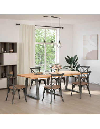 Gambe Tavolo Pranzo a V 3 pz Antracite 80x(72-73,3)cm Acciaio