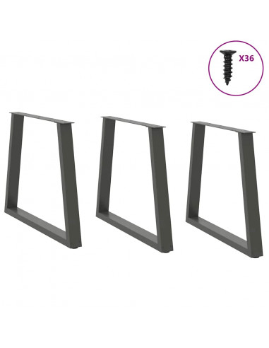 Gambe Tavolo Pranzo a V 3 pz Antracite 70x(72-73,3)cm Acciaio