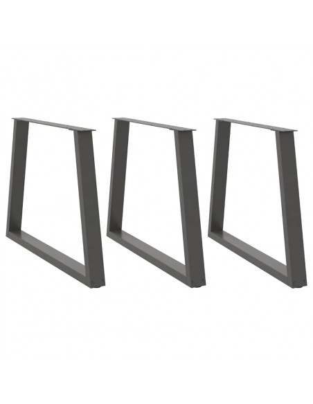 Gambe Tavolo Pranzo a V 3 pz Antracite 100x(72-73,3)cm Acciaio