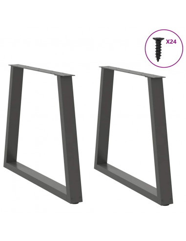 Gambe Tavolo Pranzo a V 2 pz Antracite 80x(72-73,3)cm Acciaio
