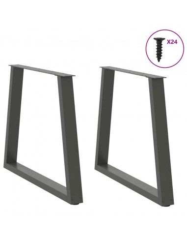 Gambe Tavolo Pranzo a V 2 pz Antracite 70x(72-73,3)cm Acciaio