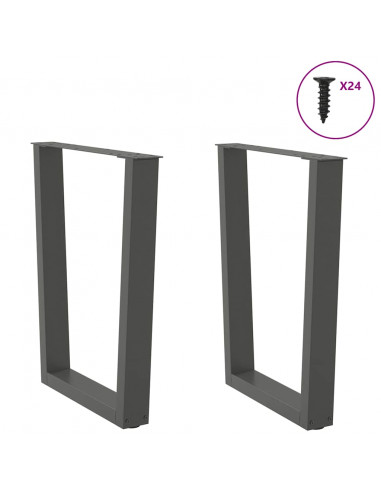 Gambe Tavolo Pranzo a V 2 pz Antracite 70x(72-73,3)cm Acciaio