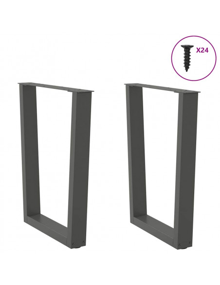 Gambe Tavolo Pranzo a V 2 pz Antracite 60x(72-73,3)cm Acciaio