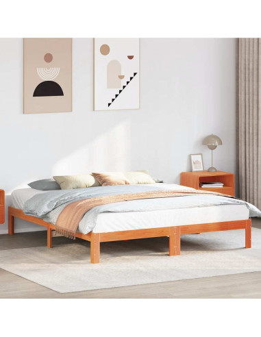 Giroletto senza Materasso Marrone Cera 180x200 cm Legno di Pino