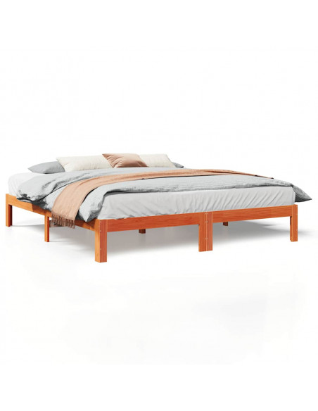 Giroletto senza Materasso Marrone Cera 160x200 cm Legno di Pino