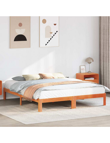 Giroletto senza Materasso Marrone Cera 160x200 cm Legno di Pino