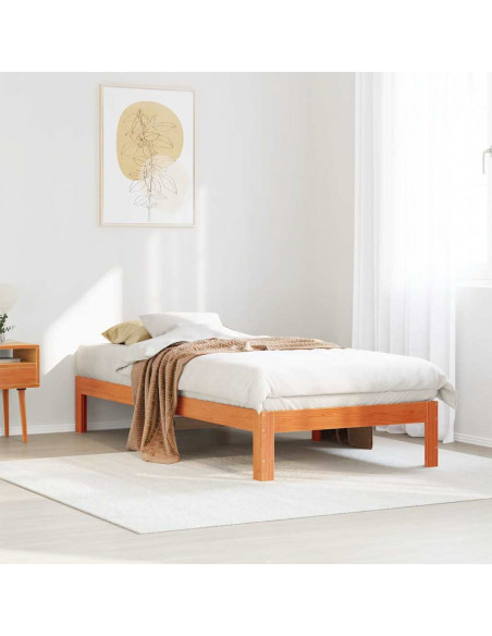 Letto senza Materasso Marrone Cera 80x200 cm Legno di Pino