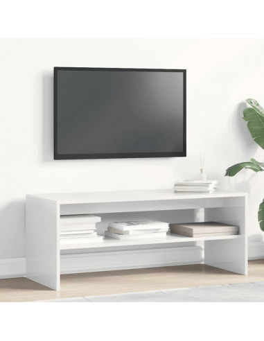 Mobile Porta TV Bianco Lucido 100x40x40 cm in Legno Multistrato