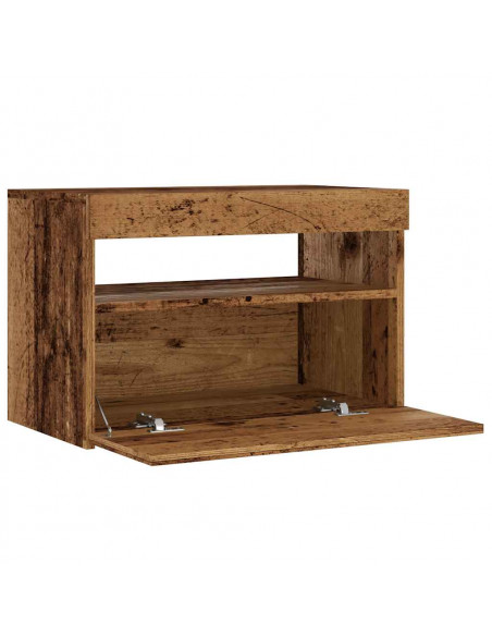 Mobile Porta TV con LED Legno Antico 60x35x40 cm Multistrato