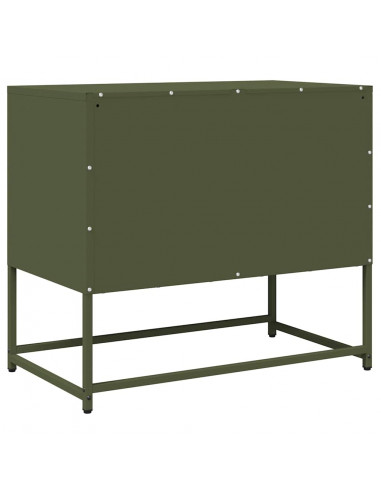 Mobile TV Verde Oliva 68x39x60,5cm in Acciaio Laminato a Freddo